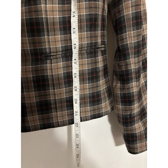WAYF Blazer Jacket Small New Plaid Check Brown Black Fall - Picture 6 of 12
